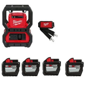 Milwaukee M18 CARRY ON 3600with 1800W Power Supply Shoulder Strap HIGH OUTPUT HD 12 0Ah Battery 4pk Bundle
